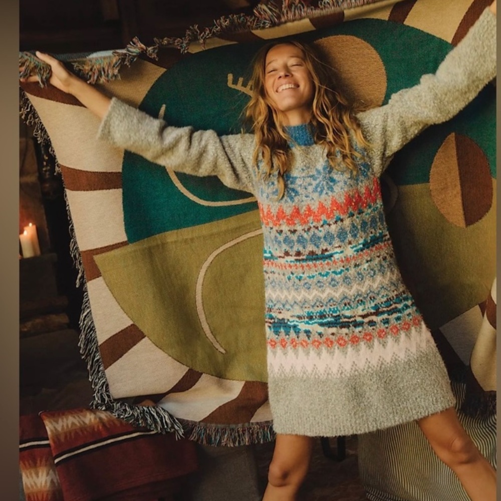 FREE PEOPLE Funfetti fairisle sweater tunic dress